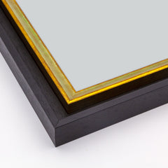 Cornice Moderna su Misura - Modello Light Nolan a Cassetta Scalino Nero e Foglia Oro Verde