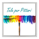 Tela per Pittori Intelaiata con cornice Bianca in Legno Massello