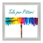 Tela per Pittori Intelaiata con cornice Bianca con Scalino in Legno Massello