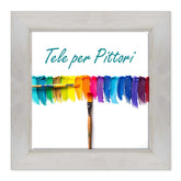 Tela per Pittori Intelaiata con cornice Bianca Shabby in Legno Massello