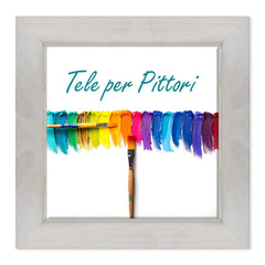 Tela per Pittori Intelaiata con cornice Bianca Shabby in Legno Massello