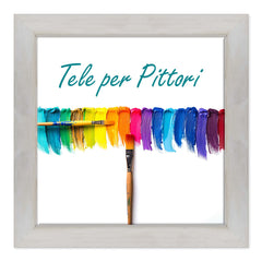 Tela per Pittori Intelaiata con cornice Bianca Shabby in Legno Massello