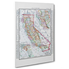 Antica Mappa California USA America - Anno 1900