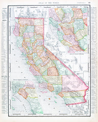 Antica Mappa California USA America - Anno 1900