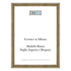 Cornice Classica su Misura - Modello Roma Foglia Argento e Mogano