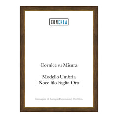 Cornice Classica su Misura - Modello Umbria Noce filo Foglia Oro
