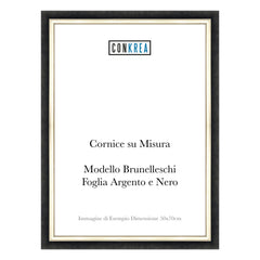 Cornice Moderna su Misura - Modello Brunelleschi Foglia Argento e Nero