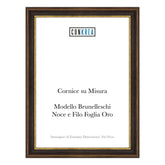 Cornice Classica su Misura - Modello Brunelleschi Noce e Filo Foglia Oro