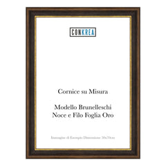 Cornice Classica su Misura - Modello Brunelleschi Noce e Filo Foglia Oro