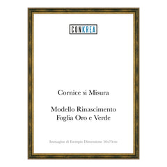 Cornice Classica su Misura - Modello Rinascimento Foglia Oro e Verde