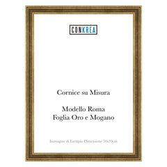 Cornice Classica su Misura - Modello Roma Foglia Oro e Mogano