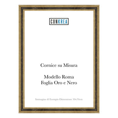 Cornice Classica su Misura - Modello Roma Foglia Oro e Nero