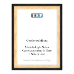 Cornice Moderna su Misura - Modello Light Nolan a Cassetta Scalino Nero e Natural Chic