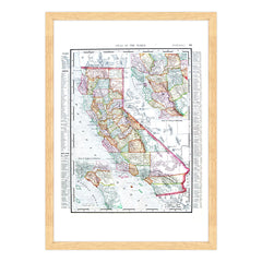 Antica Mappa California USA America - Anno 1900