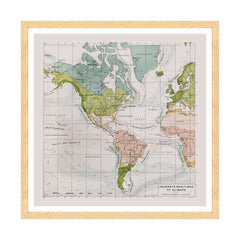 Antica Mappa America - Anno 1894 - Clima e Correnti Oceaniche Oceano