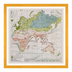 Antica Mappa Europa Asia Africa Australia - Anno 1894 - Clima e Correnti Oceaniche Oceano