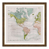 Antica Mappa America - Anno 1894 - Clima e Correnti Oceaniche Oceano