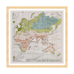 Antica Mappa Europa Asia Africa Australia - Anno 1894 - Clima e Correnti Oceaniche Oceano