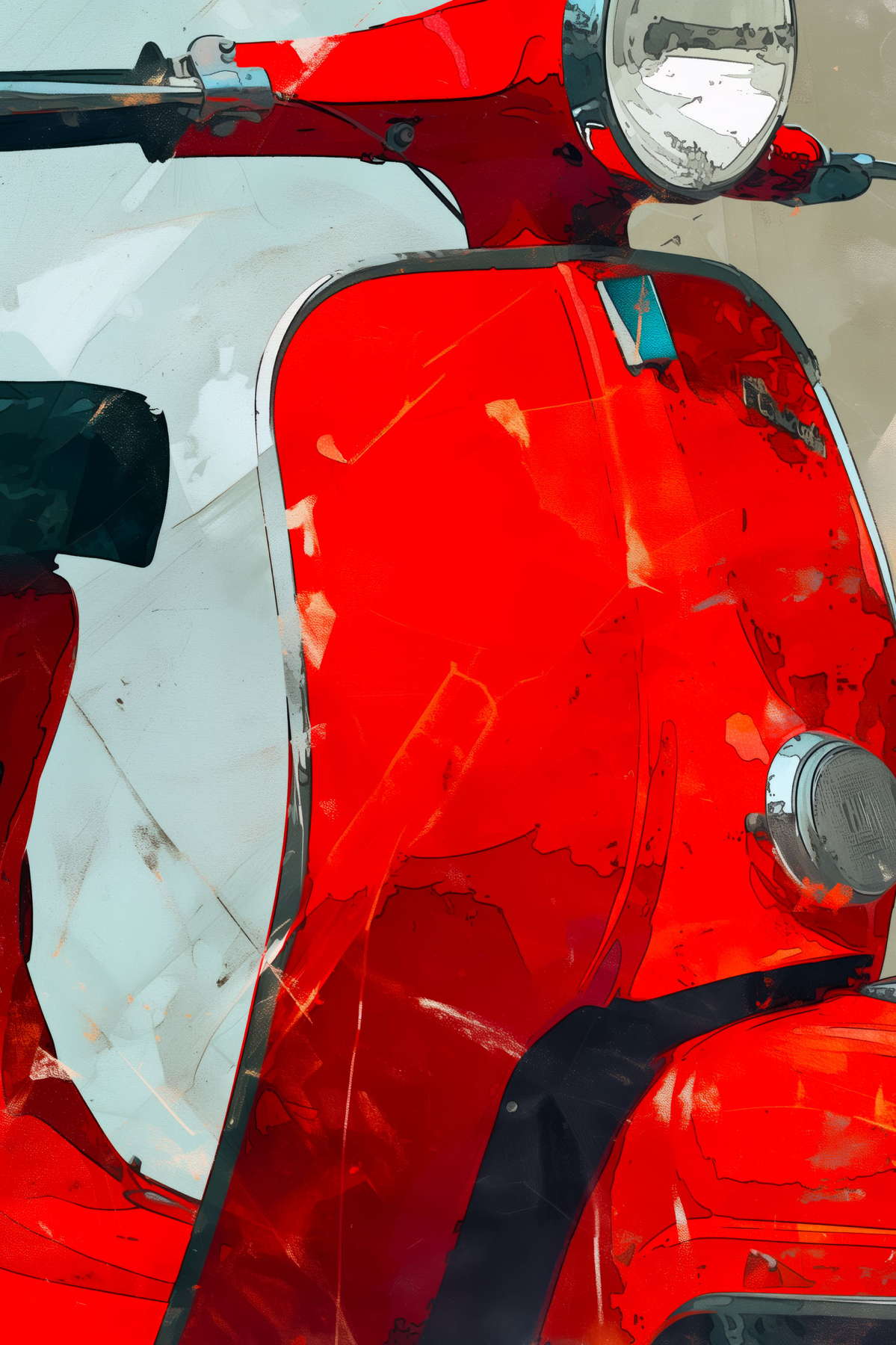 Riflessi di Velocità: Vespa in Rosso