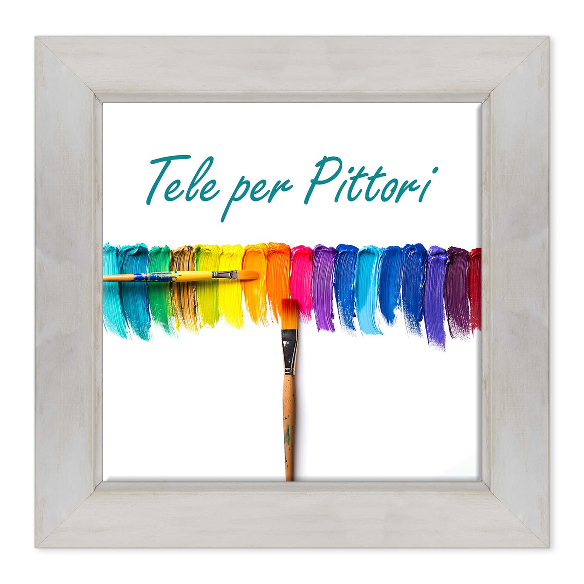 Tela per Pittori Intelaiata con cornice Bianca Shabby in Legno Massello