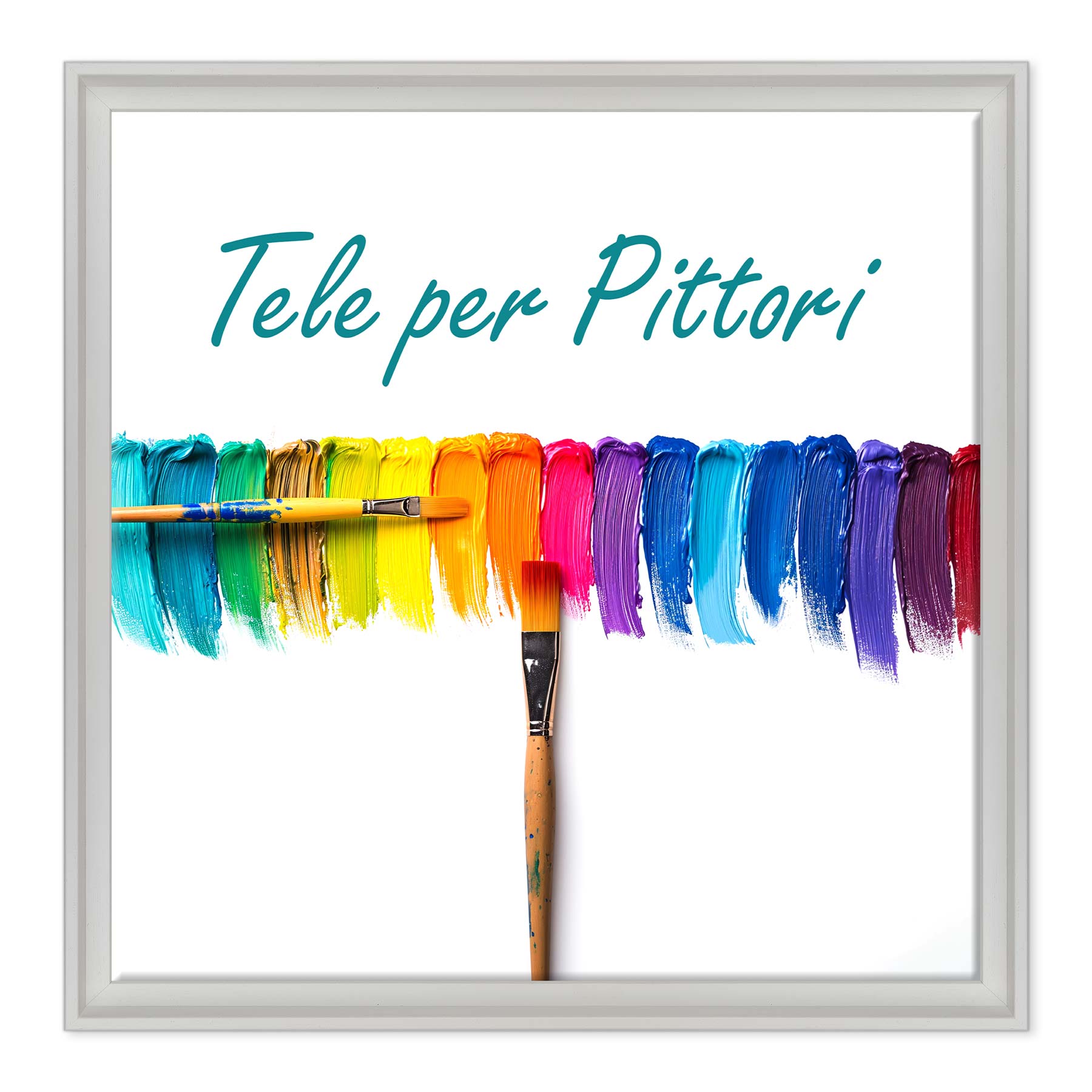 Tela per Pittori Intelaiata con cornice Bianca con Scalino in Legno Massello