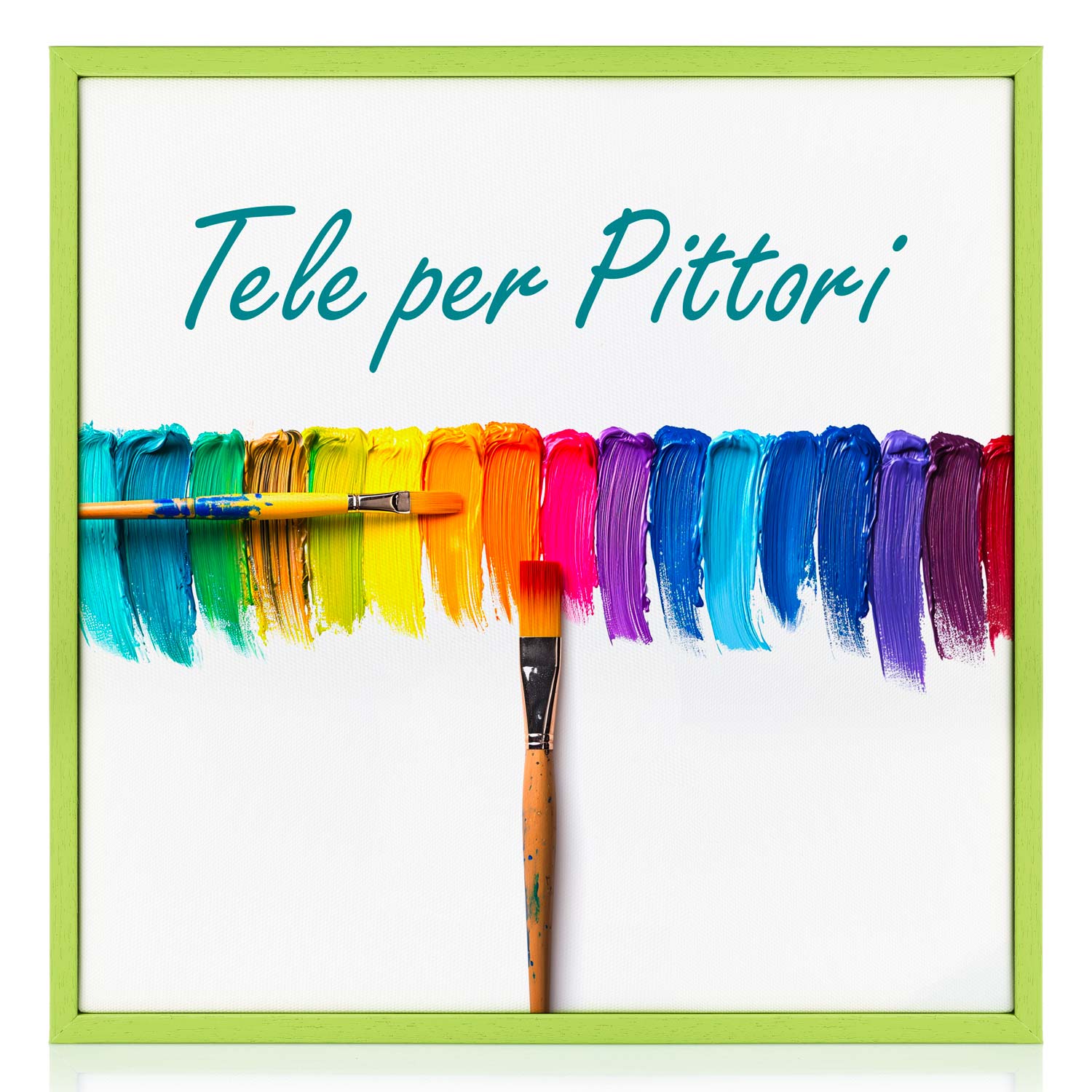 Tela per Pittori Intelaiata con cornice Verdino in Legno Massello