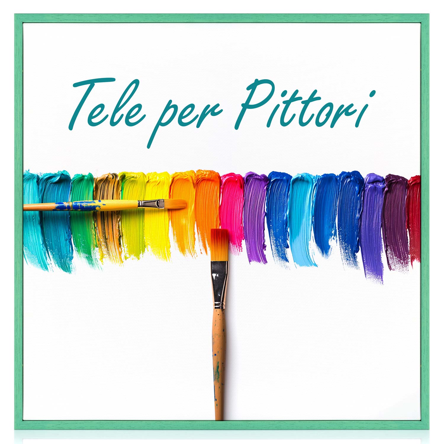 Tela per Pittori Intelaiata con cornice Verde in Legno Massello
