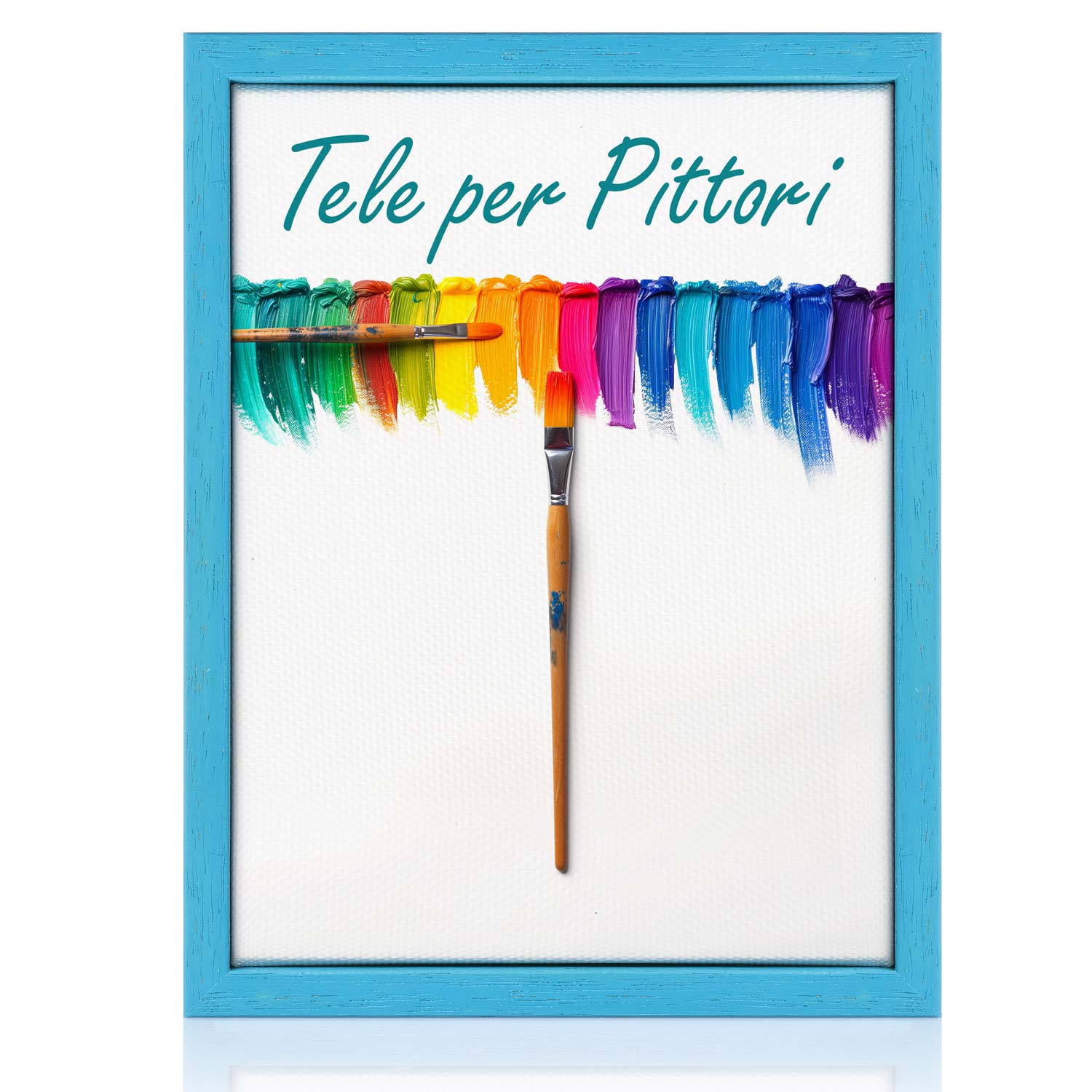 Tela per Pittori Intelaiata con cornice Blu in Legno Massello