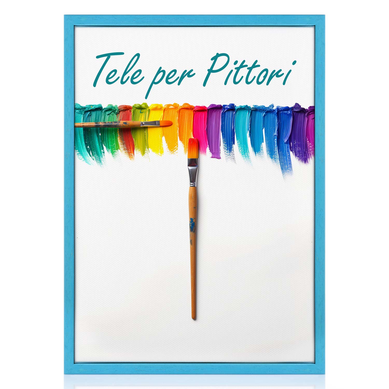 Tela per Pittori Intelaiata con cornice Blu in Legno Massello