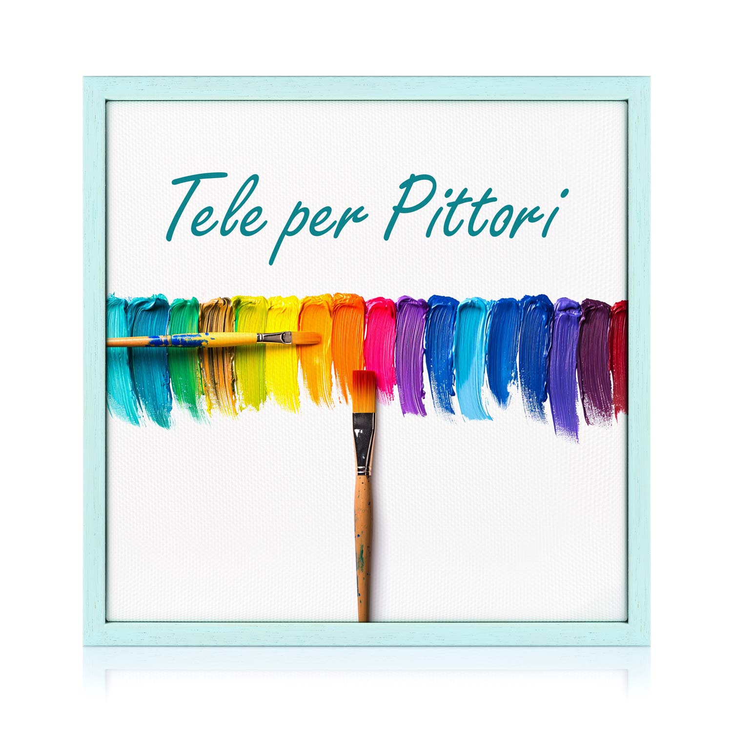 Tela per Pittori Intelaiata con cornice Azzurra in Legno Massello