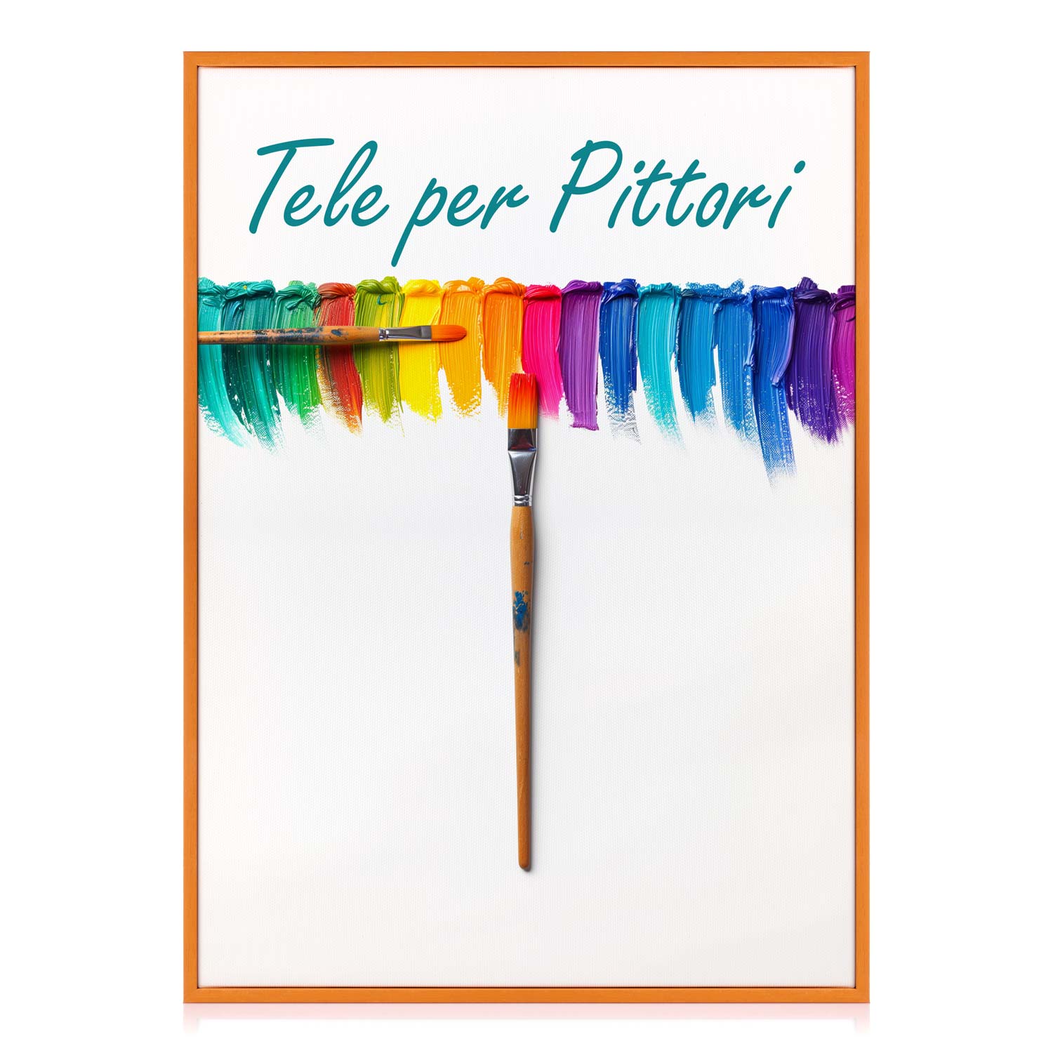 Tela per Pittori Intelaiata con cornice Arancio in Legno Massello