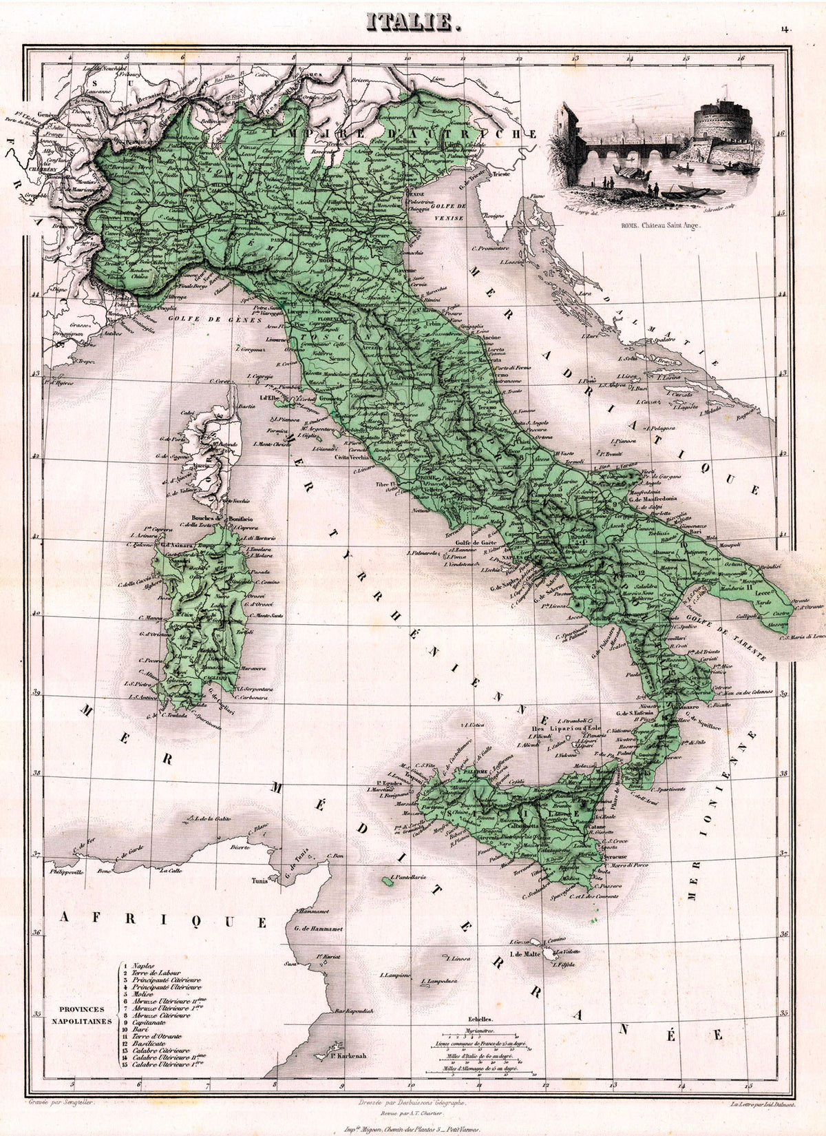Antica Mappa Italia - Anno 1870