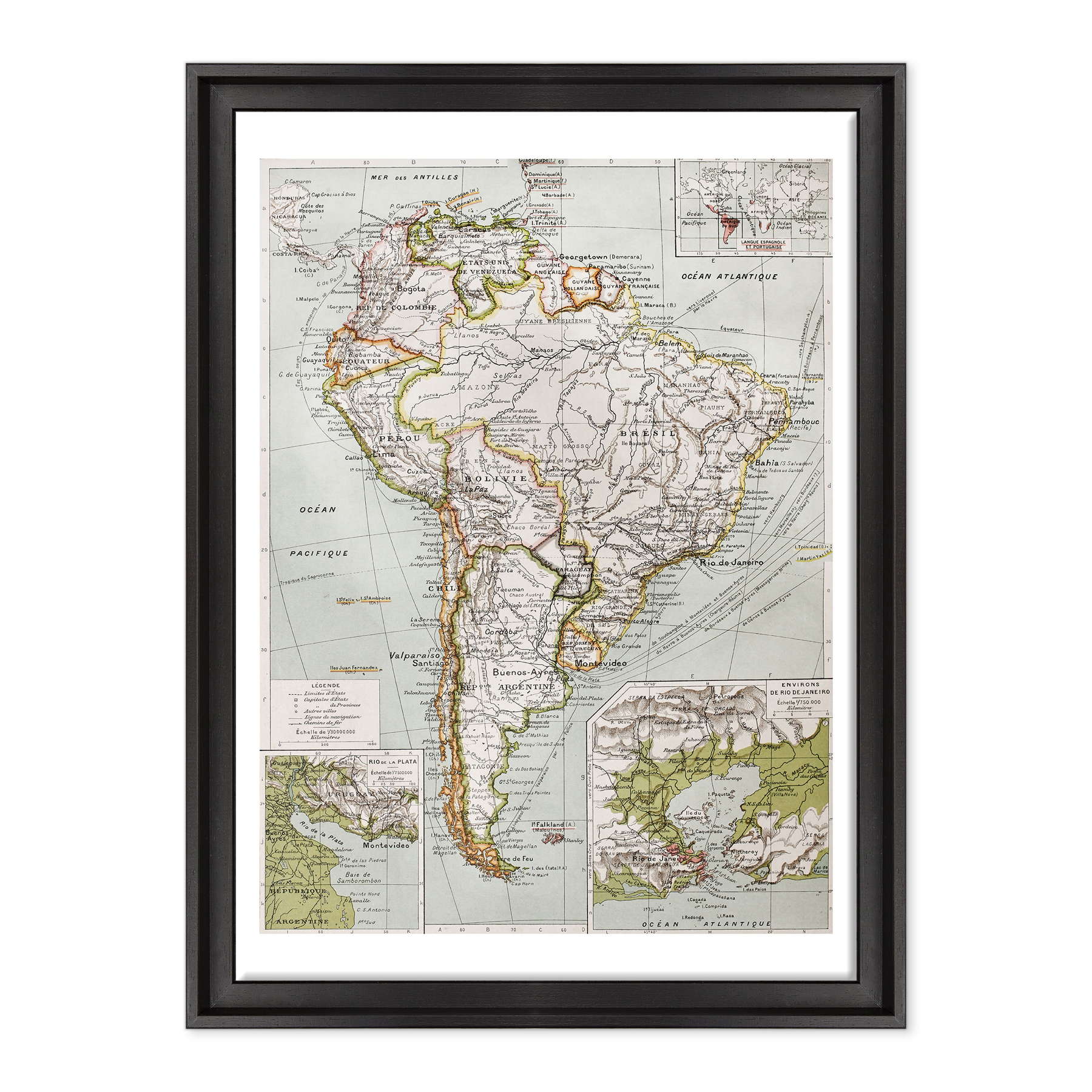 Antica Mappa America del Nord e Centro - Rio de Janeiro - Anno 1894