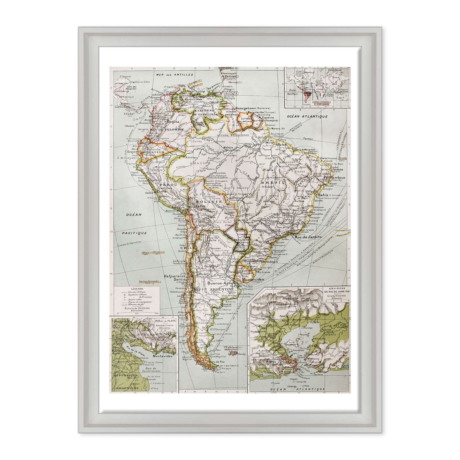 Antica Mappa America del Nord e Centro - Rio de Janeiro - Anno 1894
