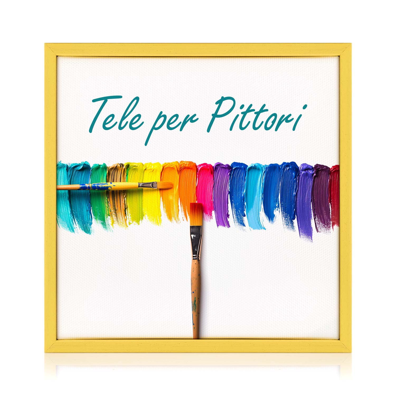 Tela per Pittori Intelaiata con cornice Giallo in Legno Massello