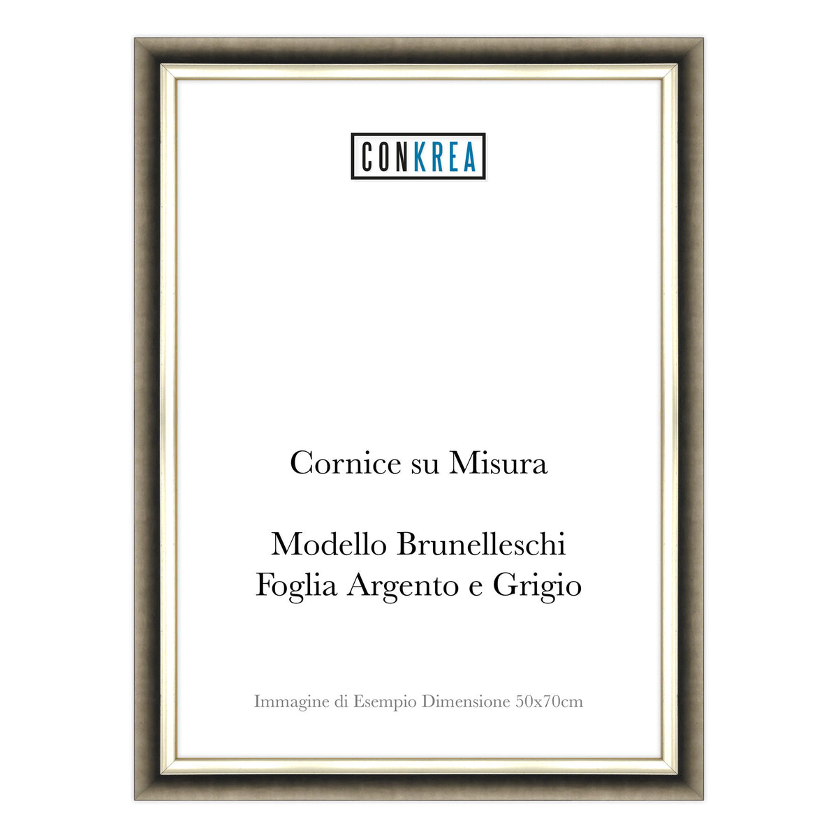 Cornice Moderna su Misura - Modello Brunelleschi Foglia Argento e Grigio