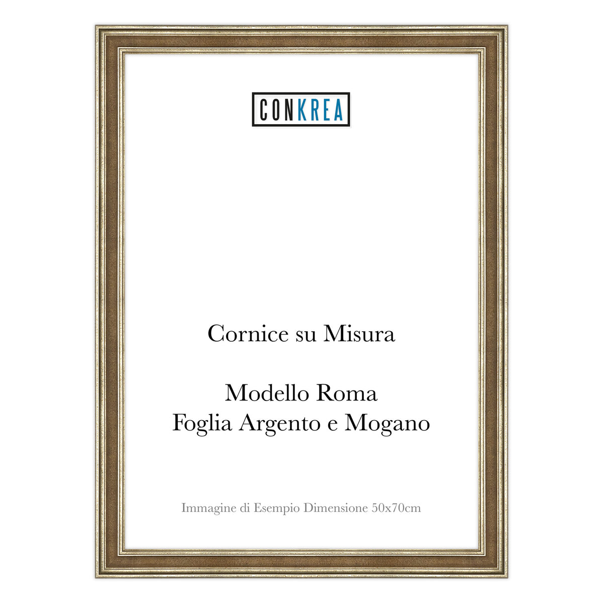 Cornice Classica su Misura - Modello Roma Foglia Argento e Mogano