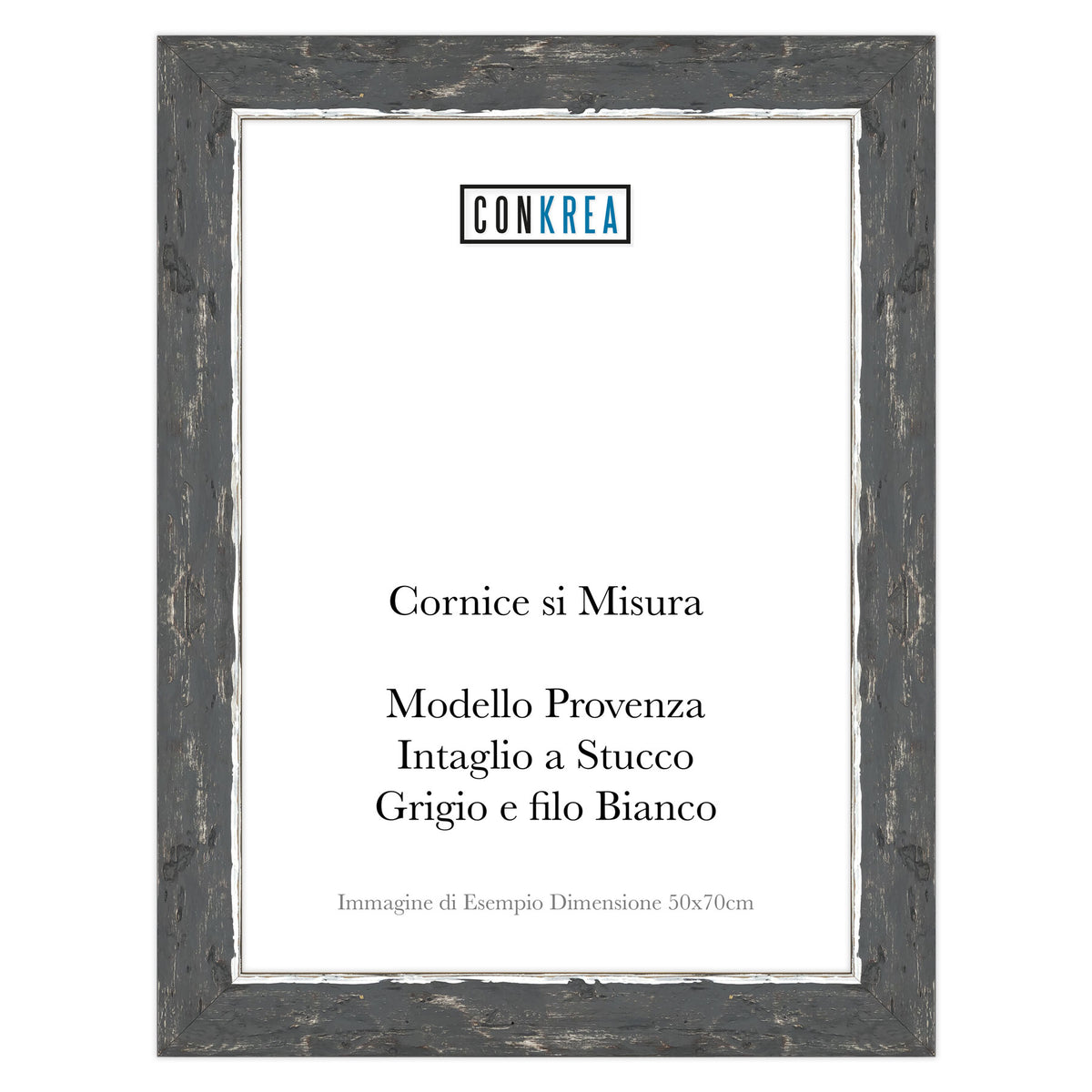 Cornice Moderna su Misura - Modello Provenza Grigio e filo Bianco