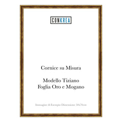 Cornice Classica su Misura - Modello Tiziano Foglia Oro e Mogano