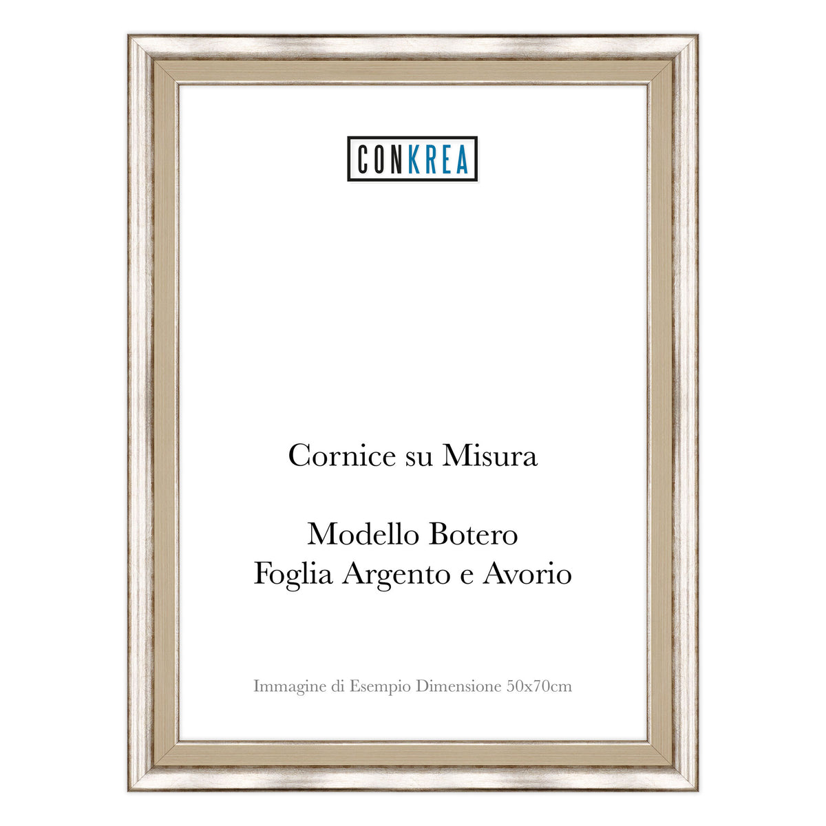 Cornice Classica su Misura - Modello Botero Foglia Argento e Avorio