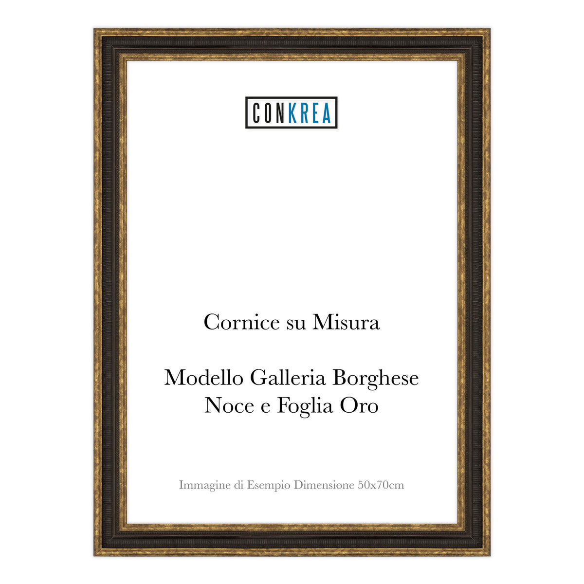 Cornice Classica su Misura - Modello Galleria Borghese Noce Foglia Oro