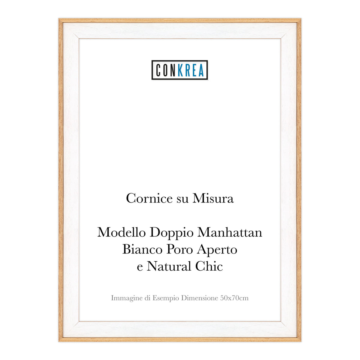 Cornice Moderna su Misura - Modello Doppio Manhattan Bianco e Natural Chic