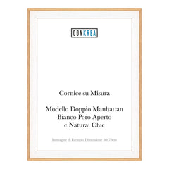 Cornice Moderna su Misura - Modello Doppio Manhattan Bianco e Natural Chic