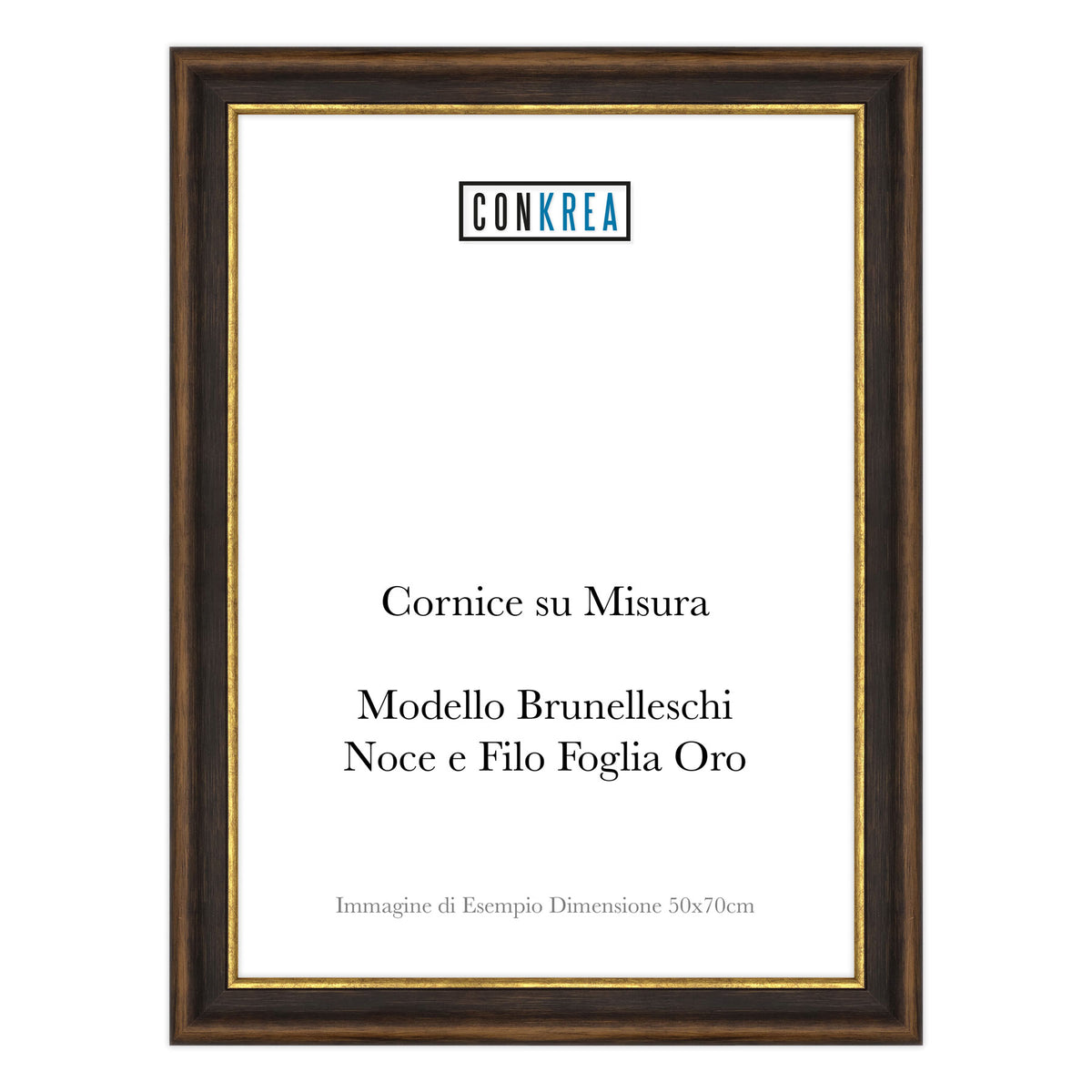 Cornice Classica su Misura - Modello Brunelleschi Noce e Filo Foglia Oro