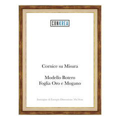 Cornice Classica su Misura - Modello Botero Foglia Oro e Mogano