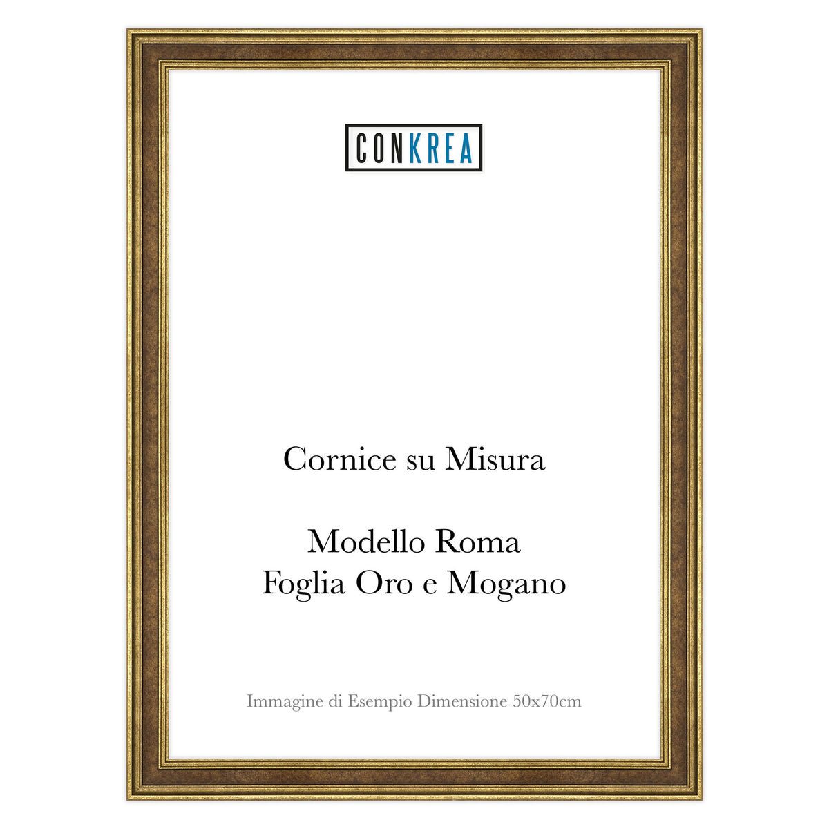 Cornice Classica su Misura - Modello Roma Foglia Oro e Mogano