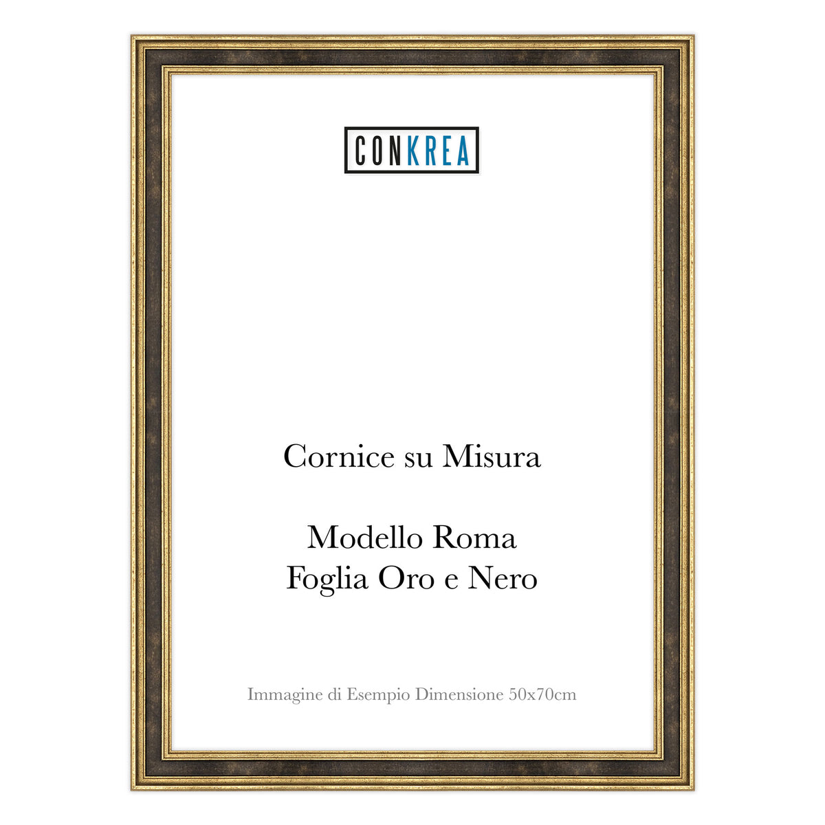 Cornice Classica su Misura - Modello Roma Foglia Oro e Nero