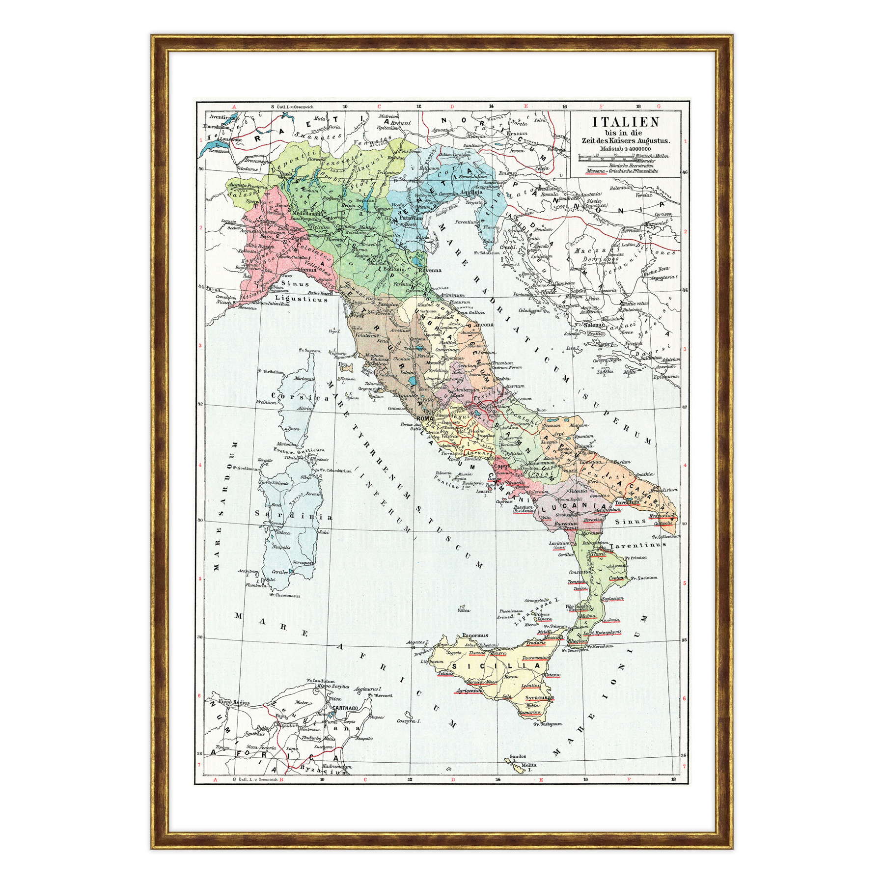 Antica Mappa Italia - Anno 1910