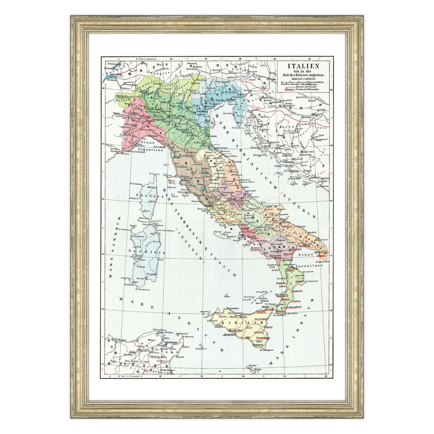 Antica Mappa Italia - Anno 1910