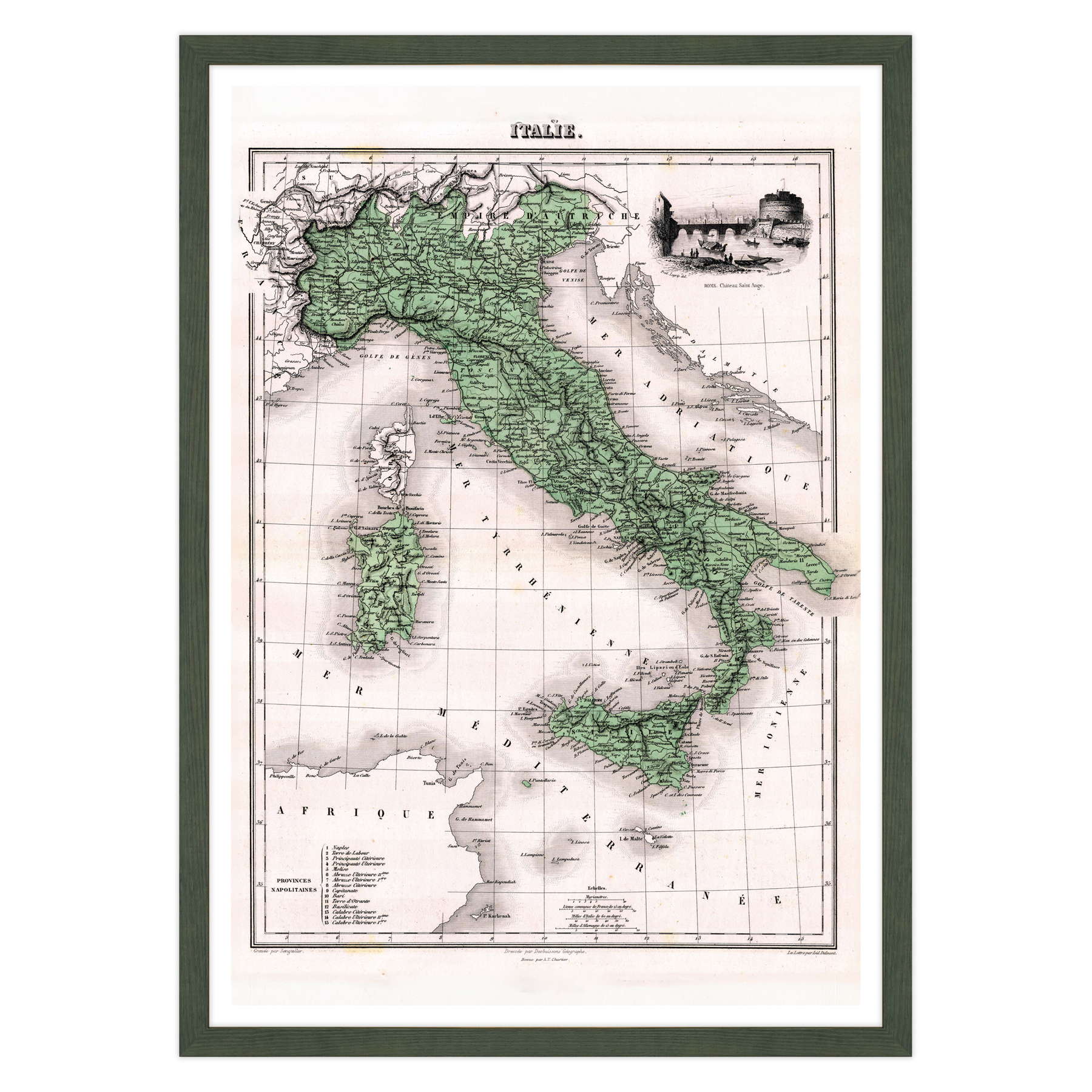 Antica Mappa Italia - Anno 1870
